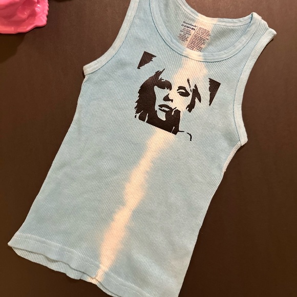 BLONDIE inspired 80s tie-dye distressed ribbed graffiti tank top Toddler 4T-5T - Picture 4 of 17